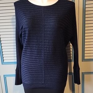 Soho Jeans by New York & Company Sparkling Navy Blue Sweater
